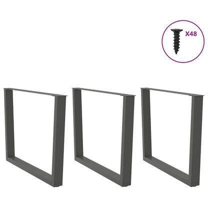 Nohy K Jídelnímu Stolu Ve Tvaru V, 3 Ks, Antracitové, 100 X (72-73,3) Cm, Ocel