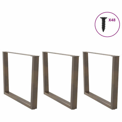 Nohy K Jídelnímu Stolu Ve Tvaru V, 3 Ks, Přírodní Ocel, 100 X (72-73,3) Cm, Ocel