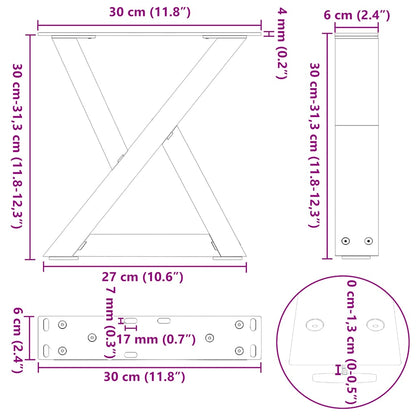 Nohy Konferenčního Stolku 2 Ks Antracitové 30 X (30-31,3) Cm Ocelové
