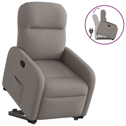 Elektrické Zvedací Polohovací Křeslo Textil Taupe