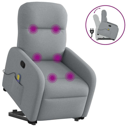 Elektrické Zvedací Polohovací Křeslo Světle Šedé Textil Světle Šedá
