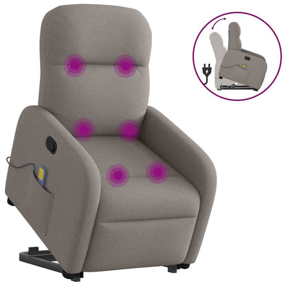 Elektrické Zvedací Polohovací Křeslo Textil Taupe