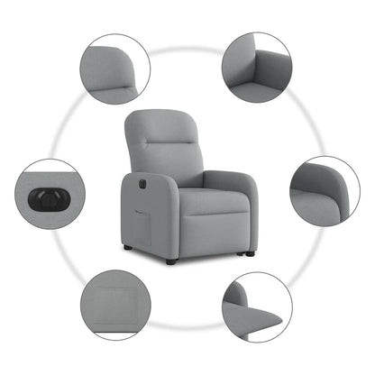 Elektrické Zvedací Polohovací Křeslo Světle Šedé Textil Světle Šedá
