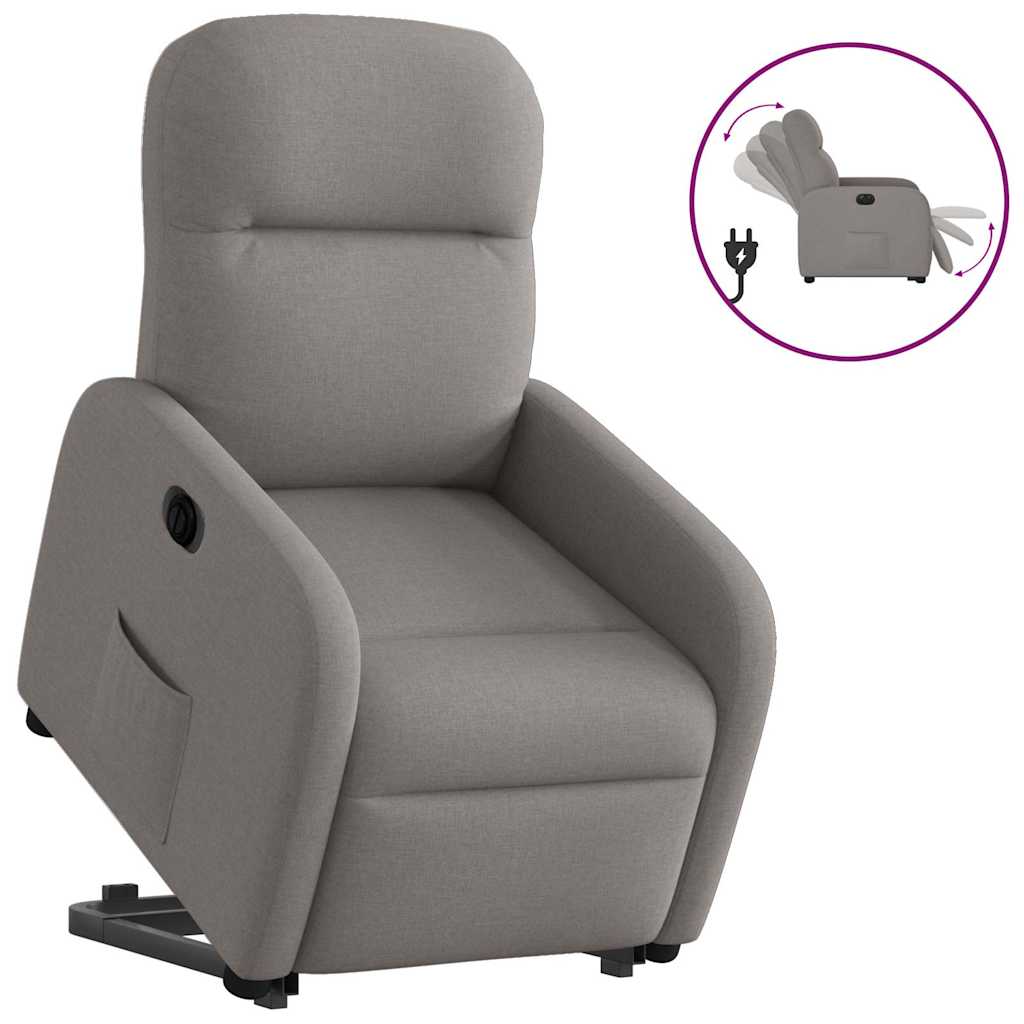 Elektrické Zvedací Polohovací Křeslo Textil Taupe