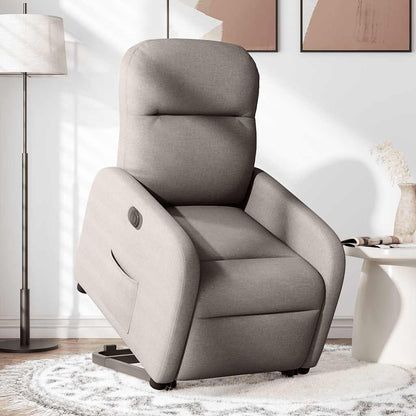 Elektrické Zvedací Polohovací Křeslo Textil Taupe