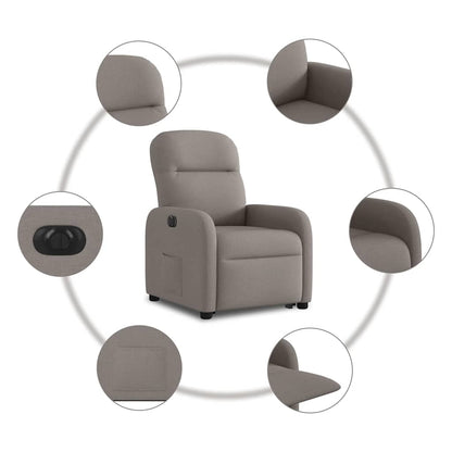 Elektrické Zvedací Polohovací Křeslo Textil Taupe