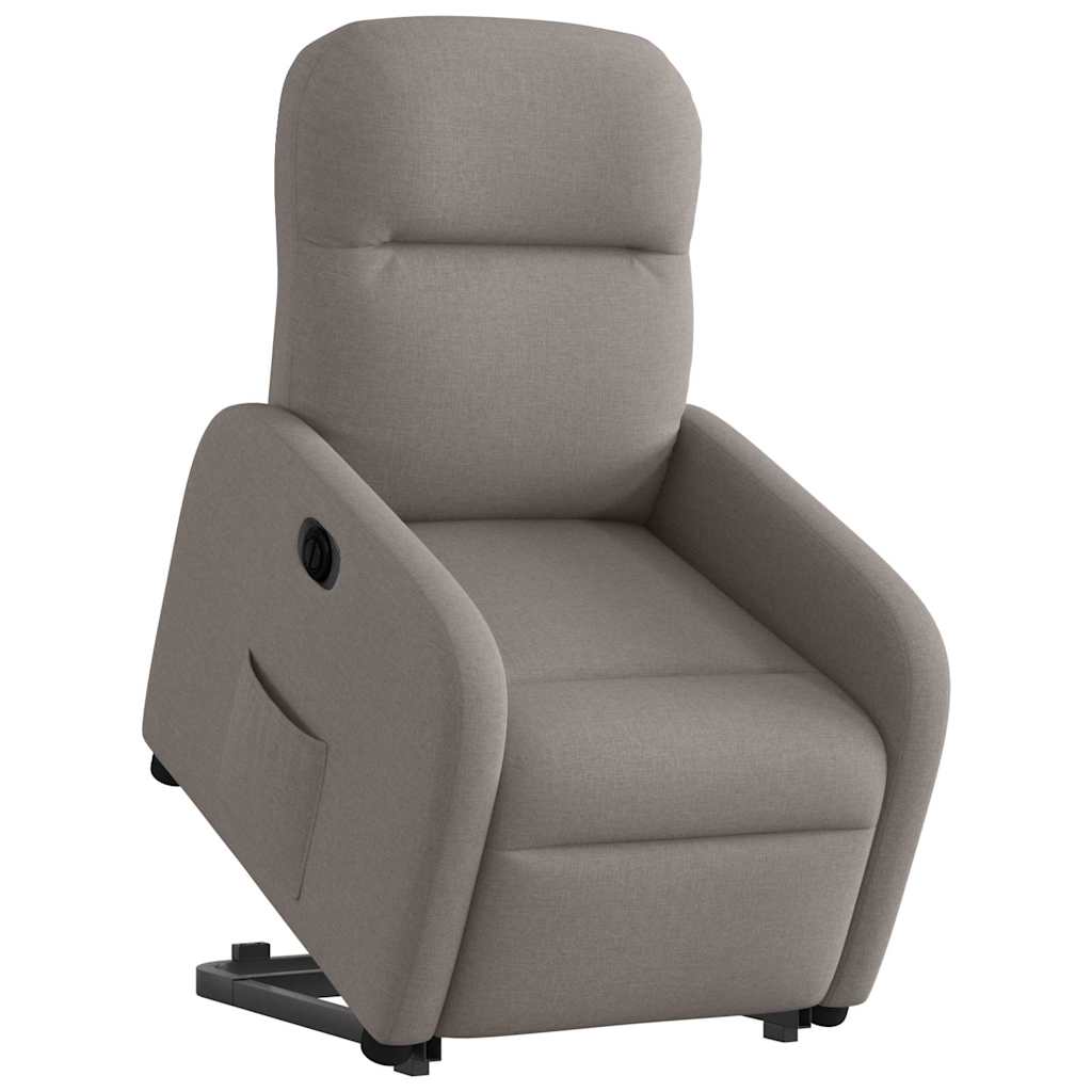 Elektrické Zvedací Polohovací Křeslo Textil Taupe