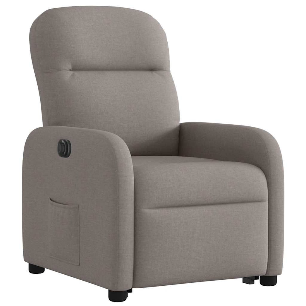 Elektrické Zvedací Polohovací Křeslo Textil Taupe