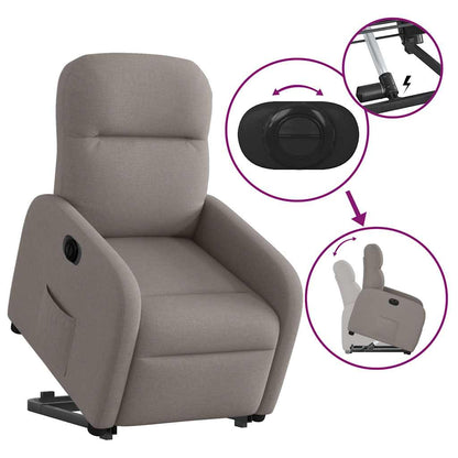 Elektrické Zvedací Polohovací Křeslo Textil Taupe