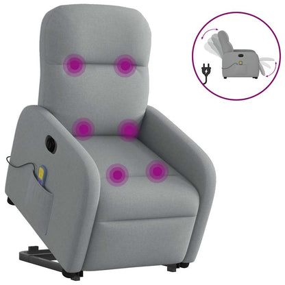 Elektrické Zvedací Polohovací Křeslo Světle Šedé Textil Světle Šedá