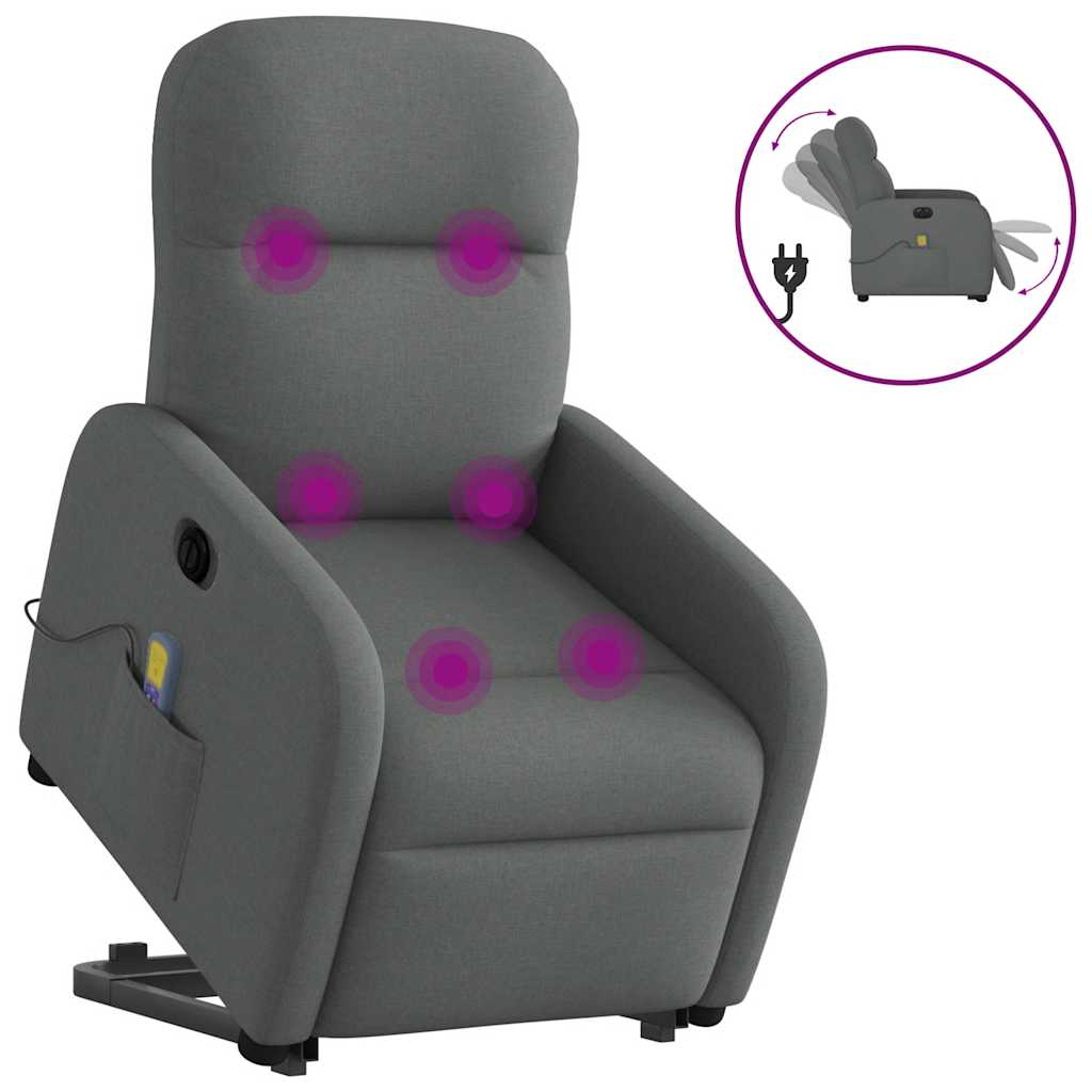 Zvedací Polohovací Křeslo Tmavě Šedé Textil Tmavě Šedá