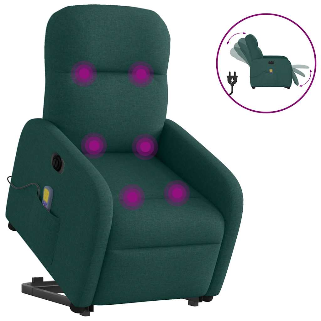 Zvedací Polohovací Křeslo Tmavě Zelené Textil Tmavě Zelená