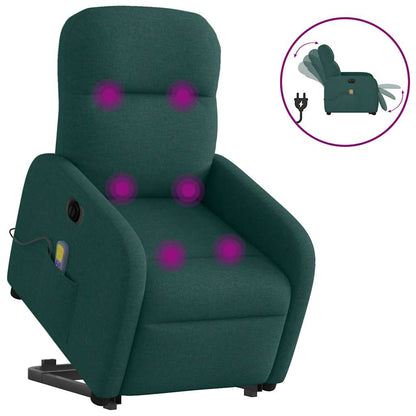 Zvedací Polohovací Křeslo Tmavě Zelené Textil Tmavě Zelená