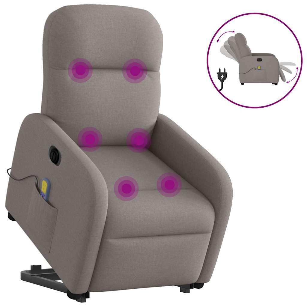 Elektrické Zvedací Polohovací Křeslo Textil Taupe