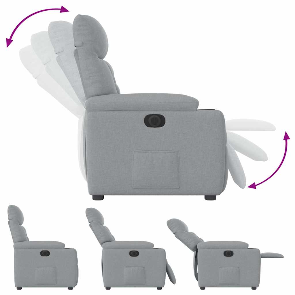 Elektrické Polohovací Křeslo Světle Šedé Textil