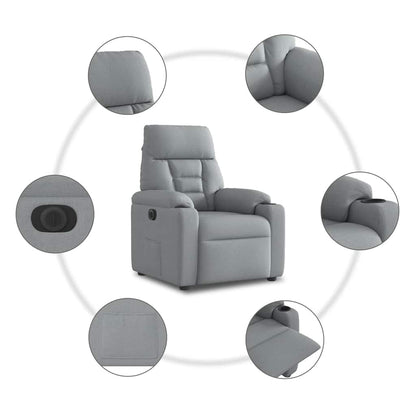 Elektrické Polohovací Křeslo Světle Šedé Textil