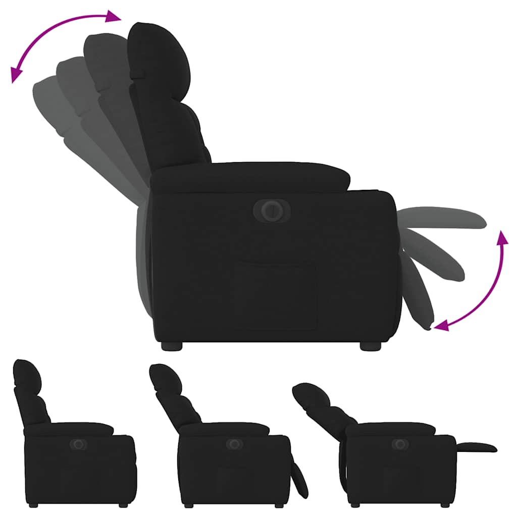 Elektrické Polohovací Křeslo Černé Textil