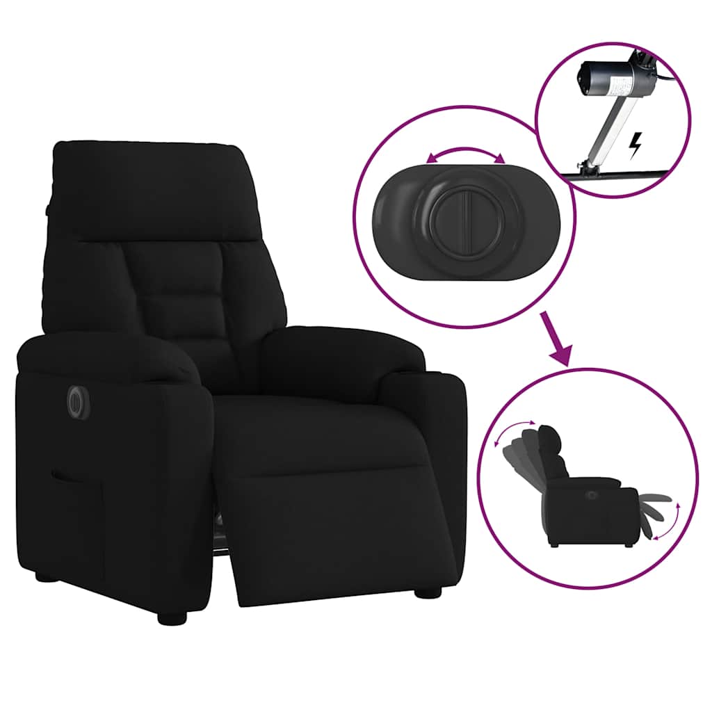 Elektrické Polohovací Křeslo Černé Textil