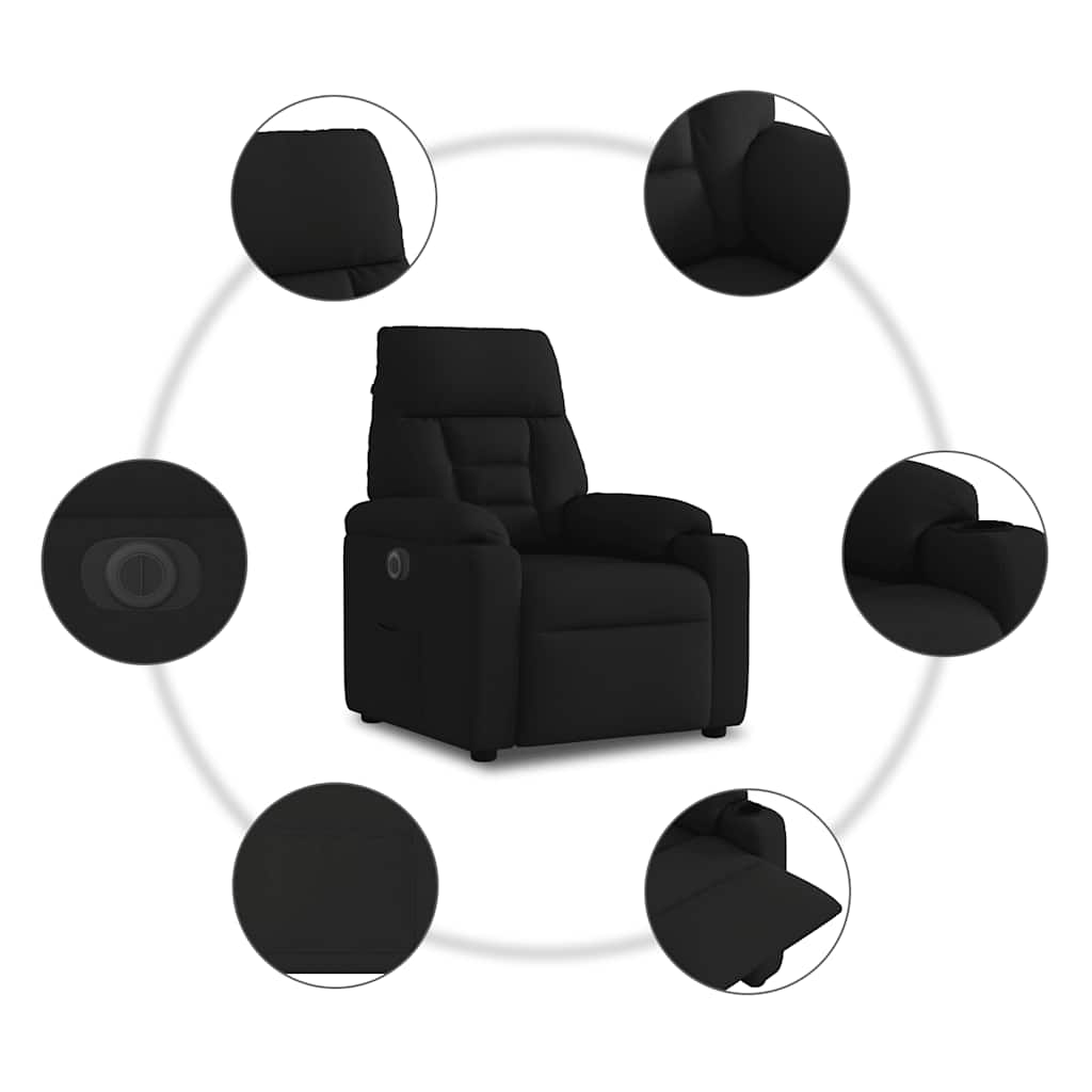 Elektrické Polohovací Křeslo Černé Textil