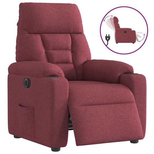 Elektrické Polohovací Křeslo Vínové Textil