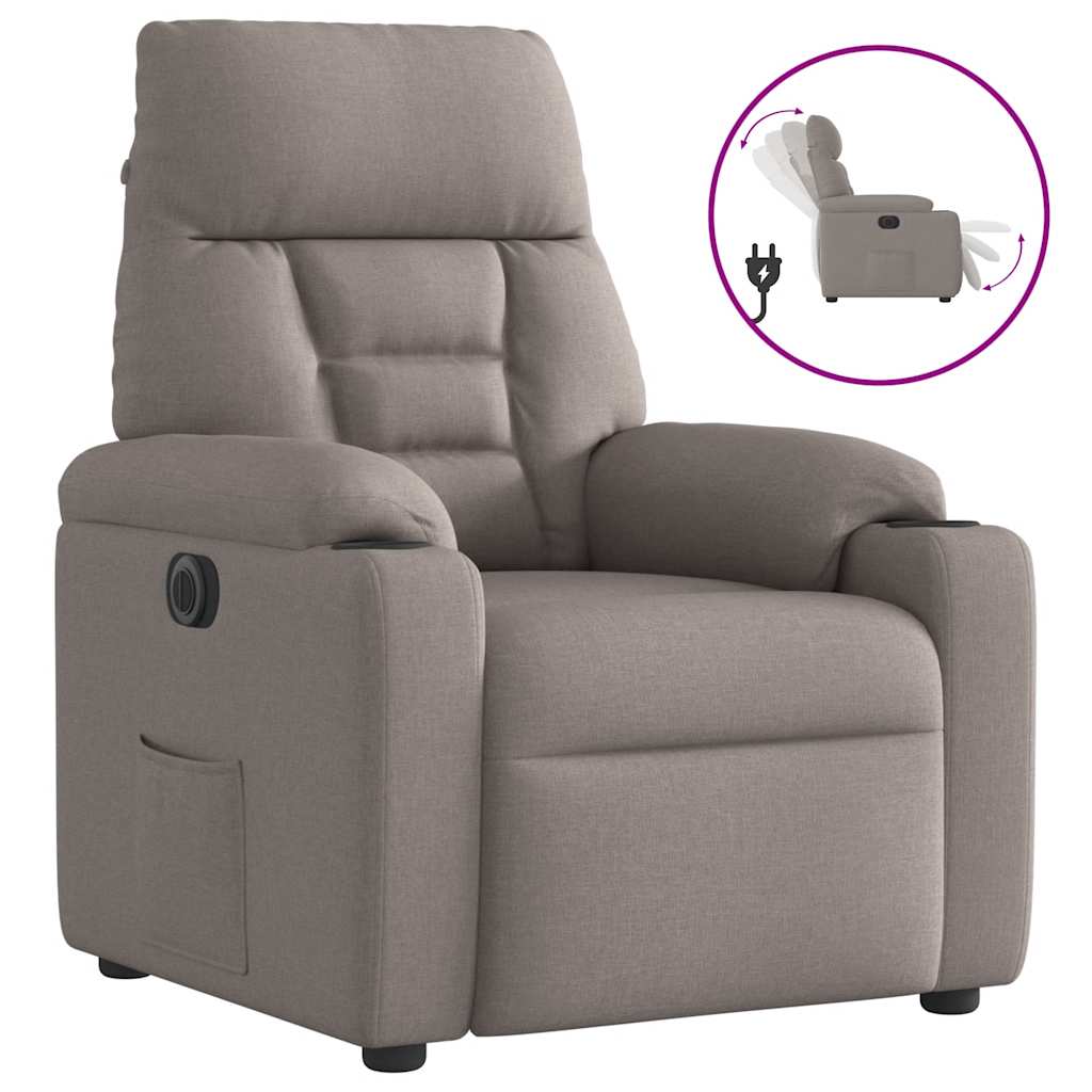 Elektrické Polohovací Křeslo Taupe Textil