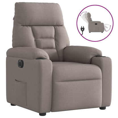 Elektrické Polohovací Křeslo Taupe Textil