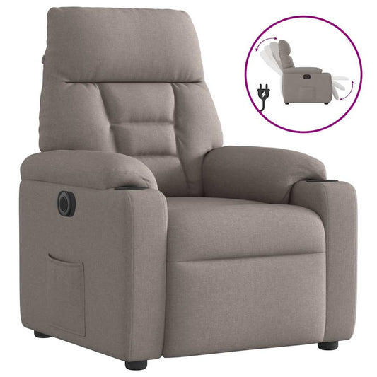Elektrické Polohovací Křeslo Taupe Textil