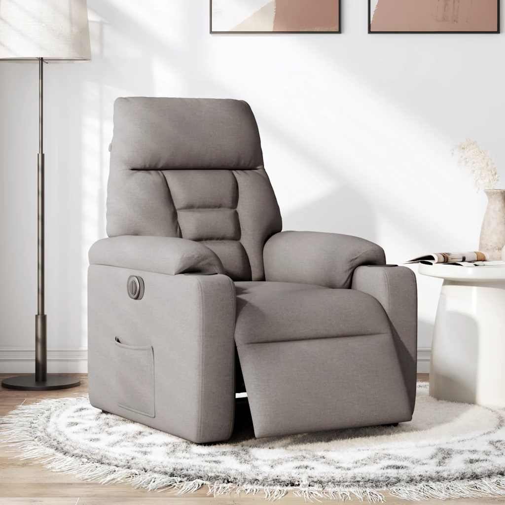 Elektrické Polohovací Křeslo Taupe Textil