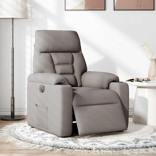 Elektrické Polohovací Křeslo Taupe Textil
