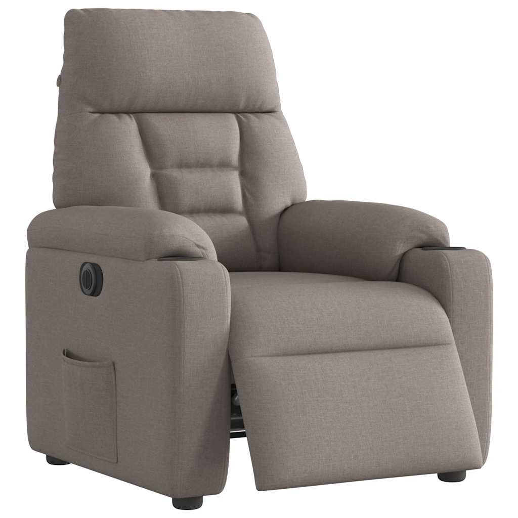 Elektrické Polohovací Křeslo Taupe Textil