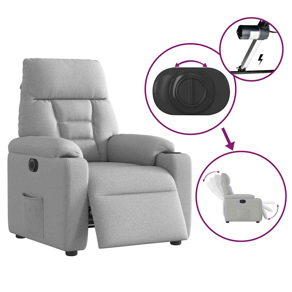 Elektrické Polohovací Křeslo Obláčkově Šedé Textil