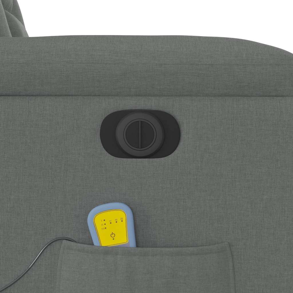 Elektrické Masážní Polohovací Křeslo Tmavě Šedé Textil
