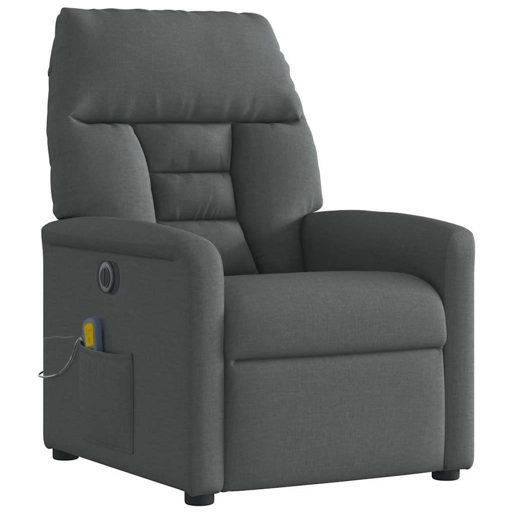 Elektrické Masážní Polohovací Křeslo Tmavě Šedé Textil