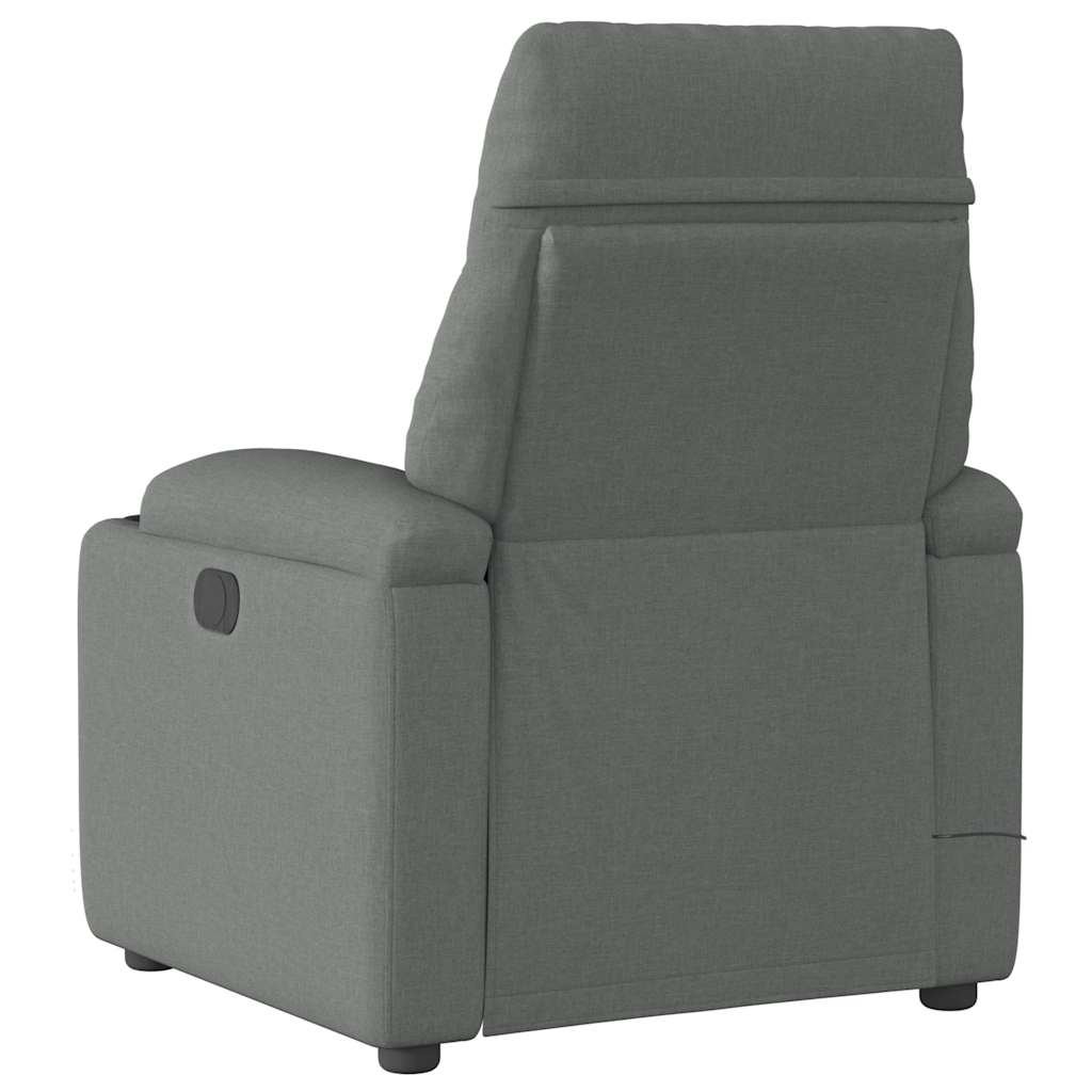 Elektrické Masážní Polohovací Křeslo Tmavě Šedé Textil