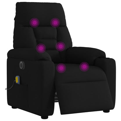 Elektrické Masážní Polohovací Křeslo Černé Textil