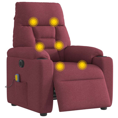 Elektrické Masážní Polohovací Křeslo Vínové Textil