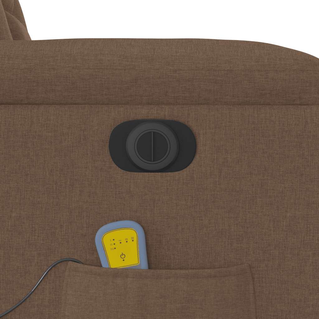 Elektrické Masážní Polohovací Křeslo Hnědé Textil