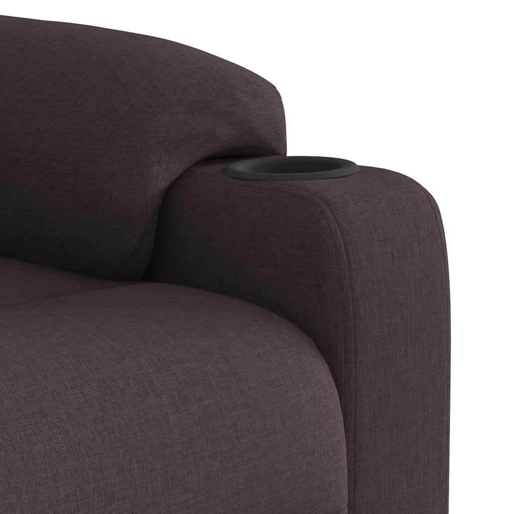 Elektrické Masážní Polohovací Křeslo Tmavě Hnědé Textil