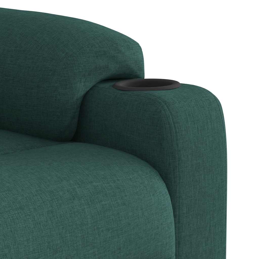 Elektrické Masážní Polohovací Křeslo Tmavě Zelené Textil