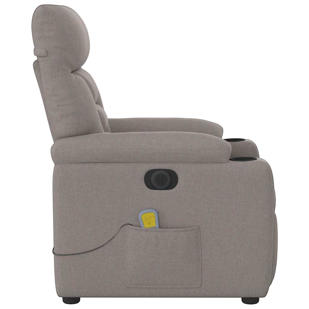 Elektrické Masážní Polohovací Křeslo Taupe Textil