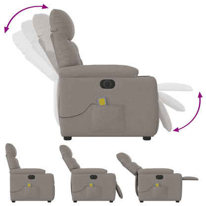 Elektrické Masážní Polohovací Křeslo Taupe Textil