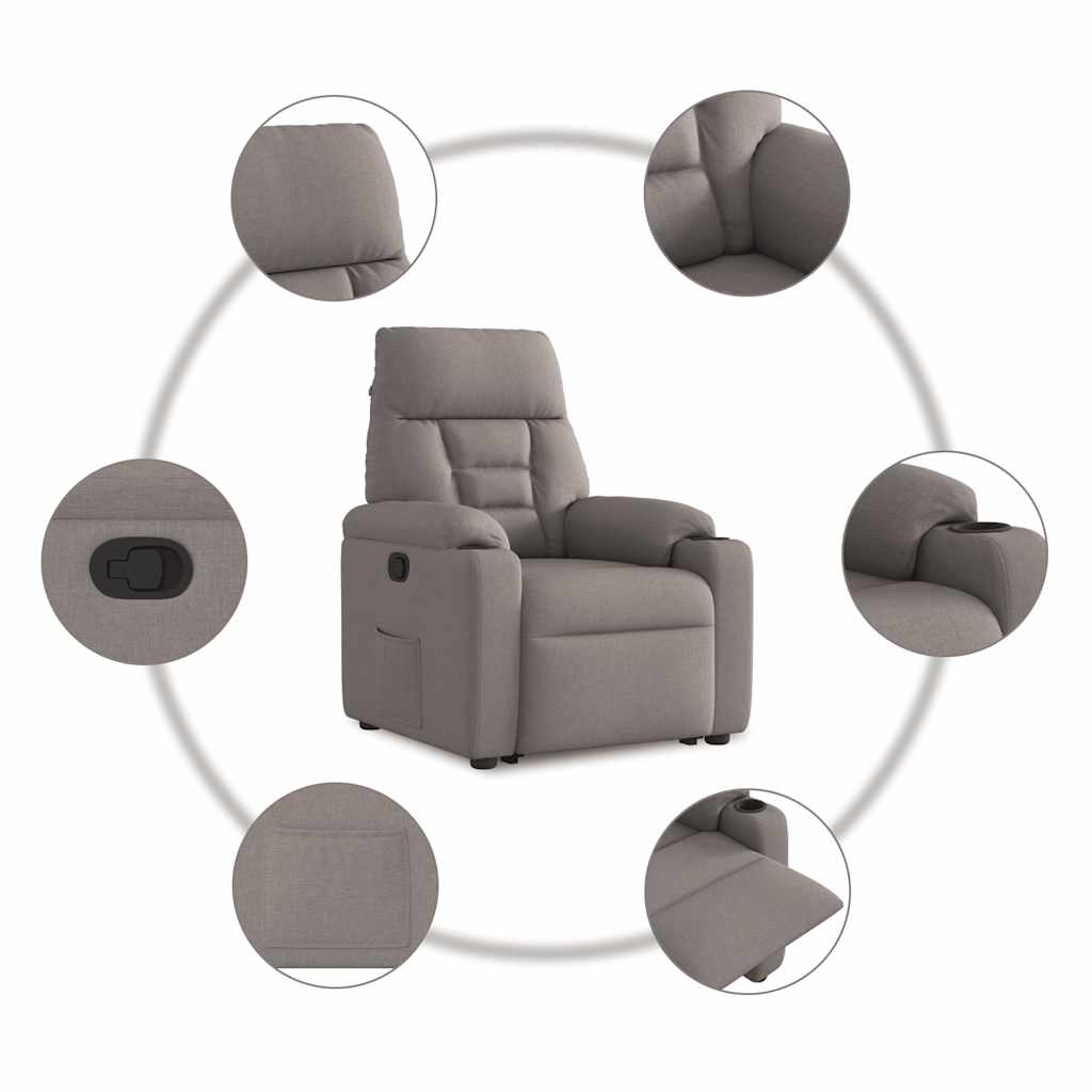 Zvedací Polohovací Křeslo Taupe Textil