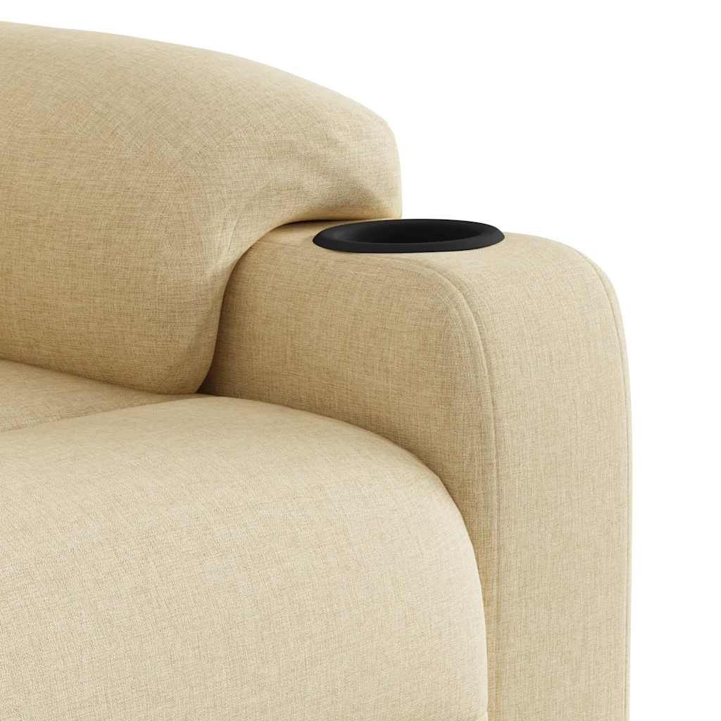 Zvedací Masážní Polohovací Křeslo Krémové Textil