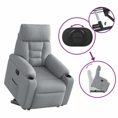 Elektrické Zvedací Polohovací Křeslo Světle Šedé Textil