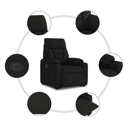 Elektrické Zvedací Polohovací Křeslo Černé Textil