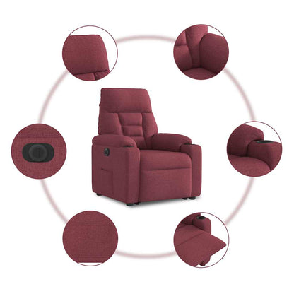 Elektrické Zvedací Polohovací Křeslo Vínové Textil
