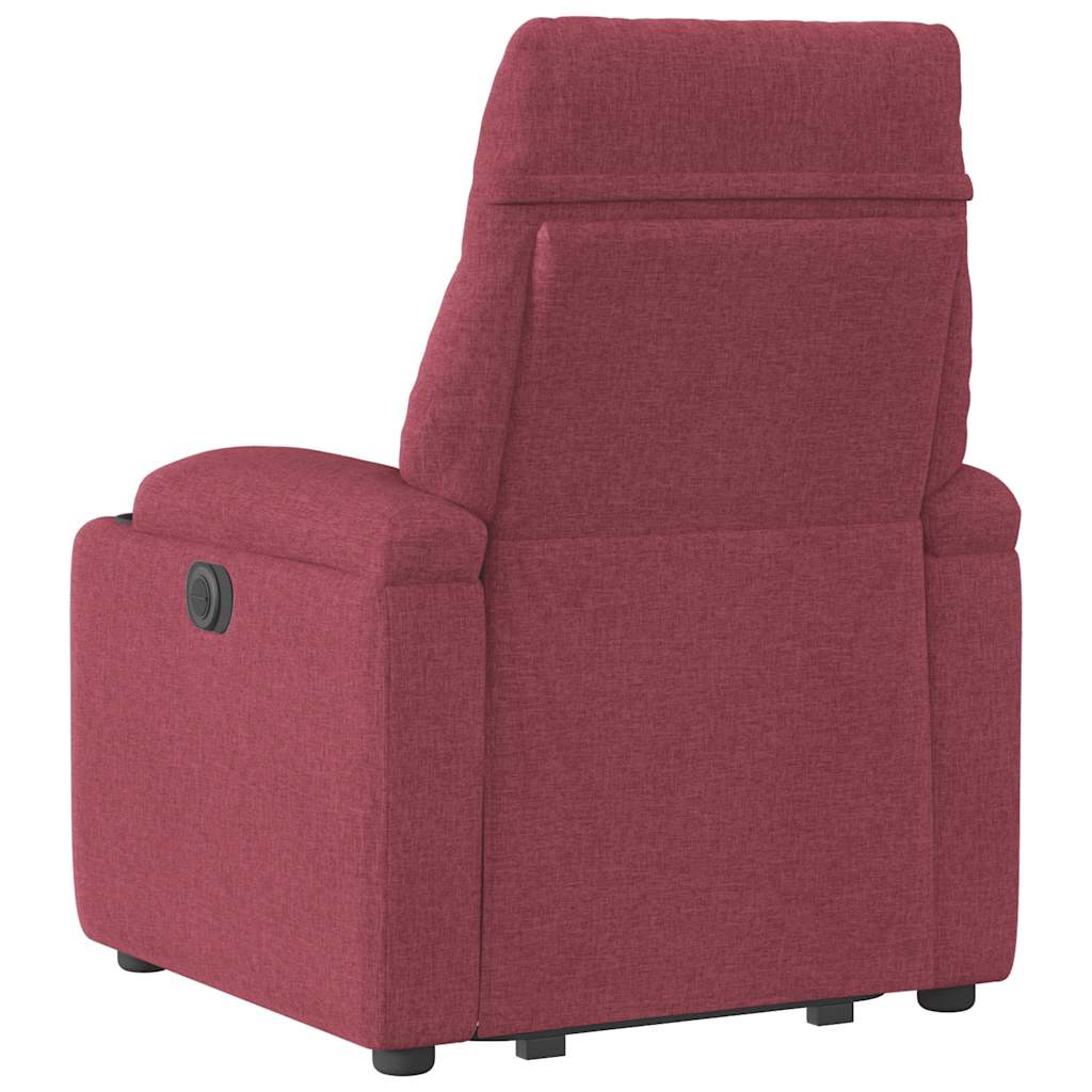 Elektrické Zvedací Polohovací Křeslo Vínové Textil