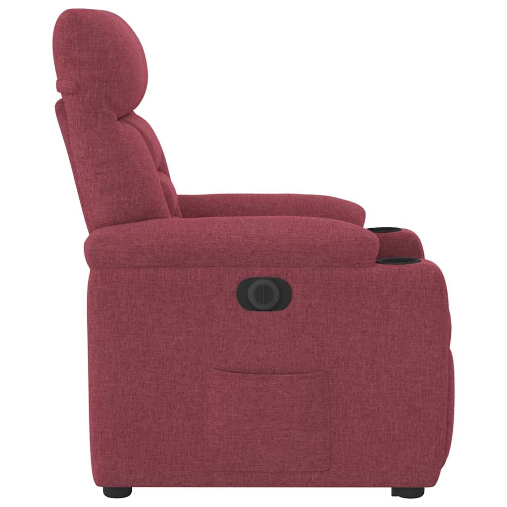 Elektrické Zvedací Polohovací Křeslo Vínové Textil
