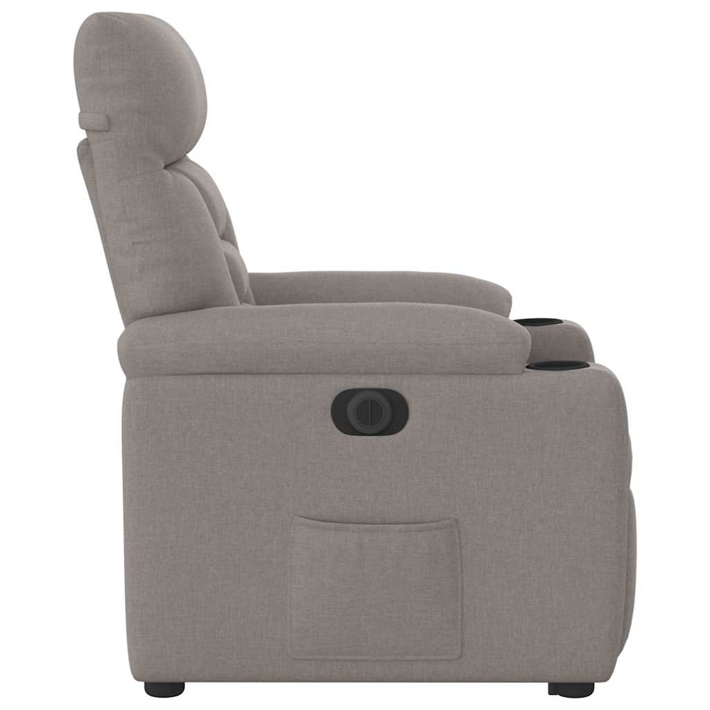 Elektrické Zvedací Polohovací Křeslo Taupe Textil