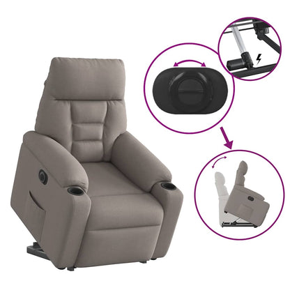 Elektrické Zvedací Polohovací Křeslo Taupe Textil